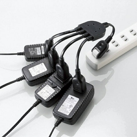 ELECOM AC轉接器電源延長線黑色T-ADR4BK[0.2m/4埠/無開關][TADR4BK]