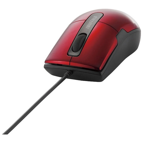 Buffalo Mouse Red BSMBU26SSRD [BlueLED/Wired/3 Buttons/USB]