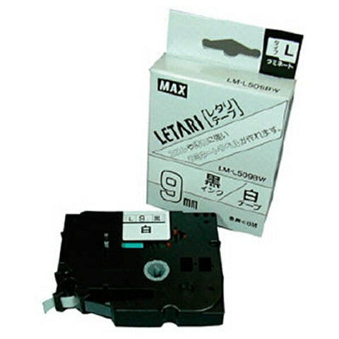 MAX 라벨 프린터 비팝 미니 라미네이트 테이프 LETARI(레터리 테이프) 화이트 LM-L509BW[흑문자/9 mm폭]