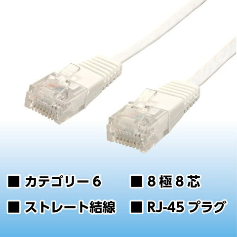 Nakabayashi Flat LAN Cable LB-F620WH [20m / Category 6 / Flat]