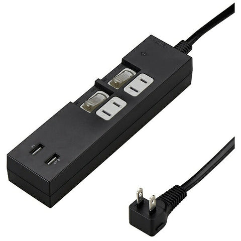 Yazawa Power Tap Black Y02KS422BK2U [2.0m / 2 ports / with switch (individual) / 2 ports] [Y02KS422BK2U]