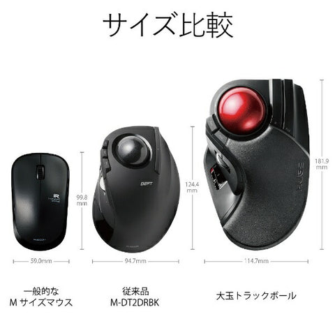 ELECOM 滑鼠軌跡球（Windows 11 相容/Mac）黑色 M-HT1DRBK [光纖/無線/8 個按鈕/USB]