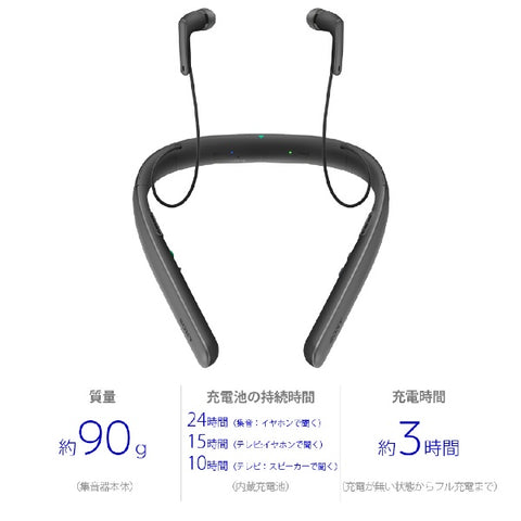 索尼颈式收音器（带电视音箱功能）黑色SMR-10【颈带式/φ3.5mm迷你插头】【无线耳机】