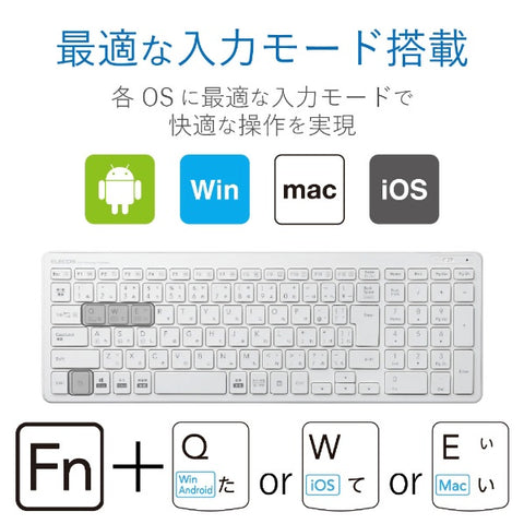 Elecom键盘（与Android/iPados/ios/Mac/Windows11兼容）白色TK-FBP101WH [无线/蓝牙] [RB_键盘_CPN]
