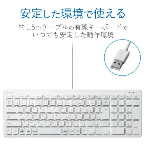 ELECOM keyboard (compatible with Mac /Windows11) White TK-FCP097WH [wired /USB] [RB_ KEYBOARD_CPN]