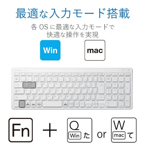 エレコム キーボード (Mac/Windows11対応) ホワイト TK-FDP099TWH [ワイヤレス /USB]【rb_ keyboard_cpn】