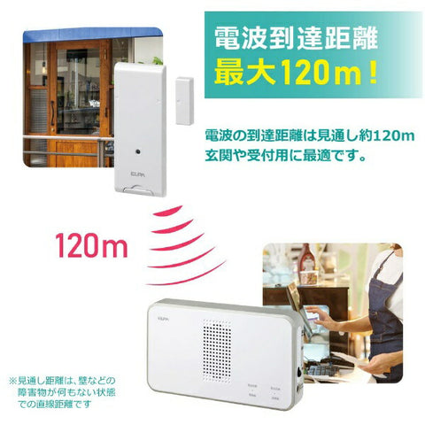 Elpa【无线门铃】接收器+开门/关门感应发射器套装(白色) EWS-S5034 EWS-S5034 白色