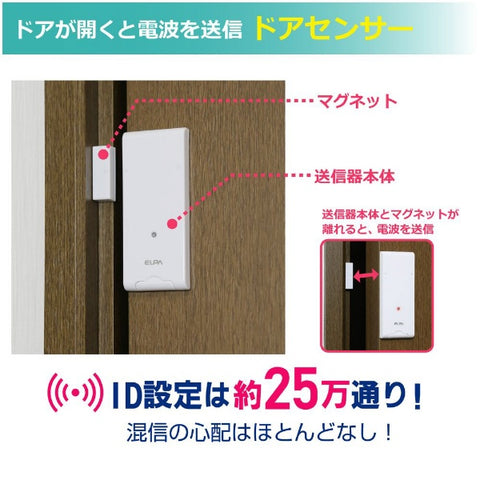 Elpa【無線門鈴】接收器+開門/關門感應發射器套裝(白色) EWS-S5034 EWS-S5034 白色