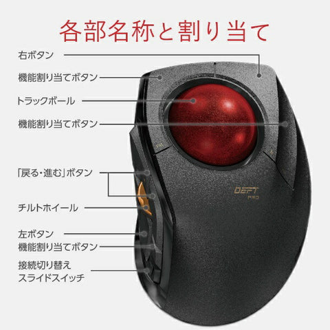 エレコム マウス トラックボール(Windows11対応/Mac) ブラック M-DPT1MRXBK [光学式 /有線／無線(ワイヤレス) /8ボタン /USB]