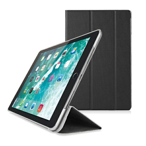 エレコム iPad 9.7インチ（第6/5世代）用 フラップカバー 背面クリア ソフトレザーフラップ 2アングル スリープ対応 ブラック TB-A18RWVBK