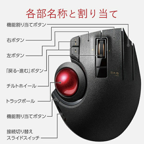 エレコム マウス トラックボール(Windows11対応/Mac) ブラック M-XPT1MRXBK [光学式 /無線(ワイヤレス) /8ボタン /USB]