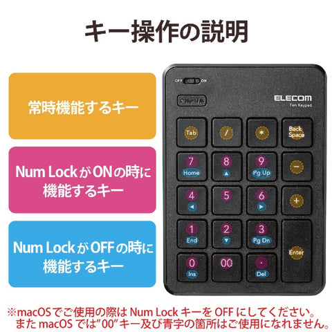 ELECOM 数字键盘（兼容 Windows 11/Mac）黑色 TK-TBP020 [无线/蓝牙] [TKTBP020BK]