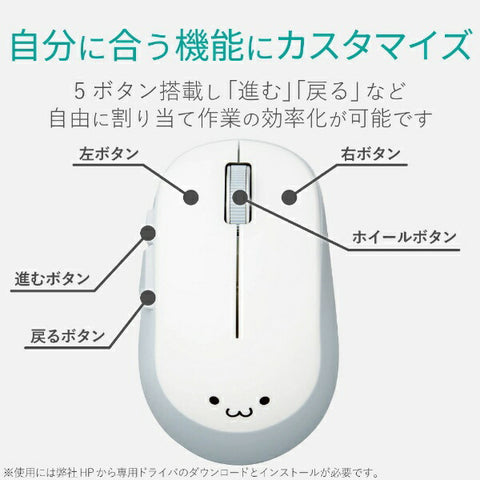 elecom鼠標（與Chrome/Mac/Windows11兼容）白色M-DY13DBXWH [BLUELED/WIRE不會/5按鈕/USB]