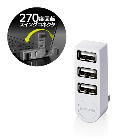 ELECOM U2H-TZ325BX USB Hub White [Bus Powered / 3 Ports / USB2.0 Compatible] [U2HTZ325BXWH]
