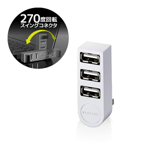 Elecom U2H-TZ325BX USB Hub白色[公共汽車 / 3端口 / USB2.0兼容] [U2HTZ325BXWH]
