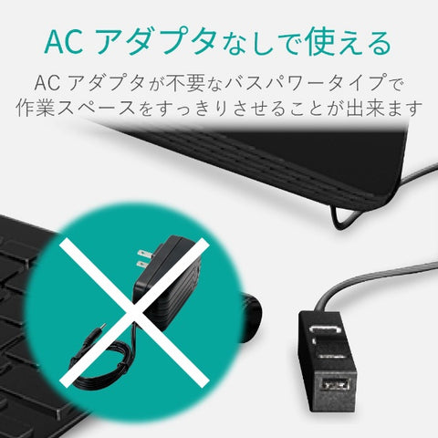 ELECOM U2H-TZ427BX USB Hub Black [Bus Powered / 4 Ports / USB2.0 Compatible] [U2HTZ427BXBK]