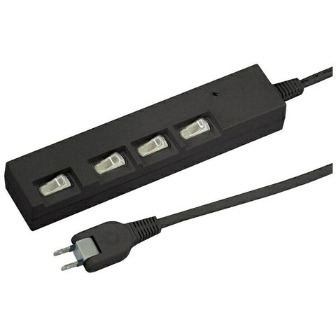 Yazawa Horizontal Power Saving Tap Black YZYBKS442B [2.0m / 4 outlets / with switch (individual)] [YZYBKS442B]