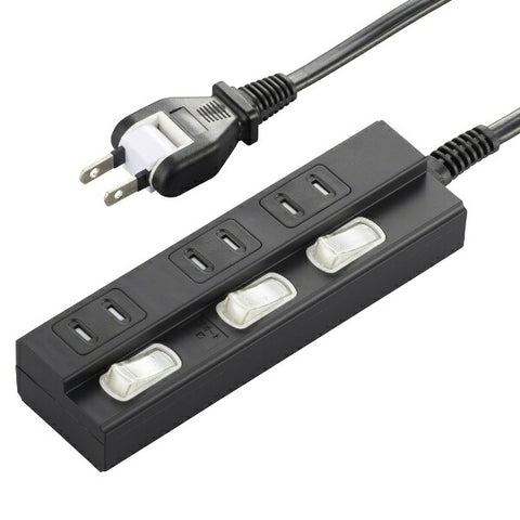 Original Select Power Saving Tap Black HSBK-TPK32-K [2.0m / 3 outlets / with switch (individual)]