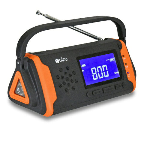 KUMAZAKI AIM Hand-cranked solar power storage radio SL-091 [Wide FM compatible/Drip-proof radio]