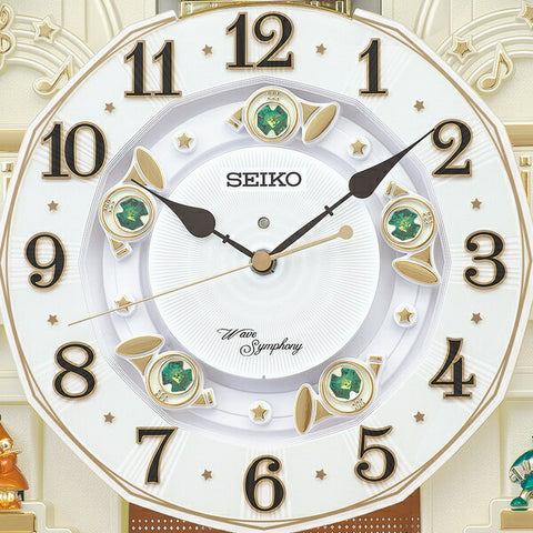 Seiko Karakuri Clock [Wave Symphony] Dark Brown Marble Pattern RE581B [With automatic radio reception function]