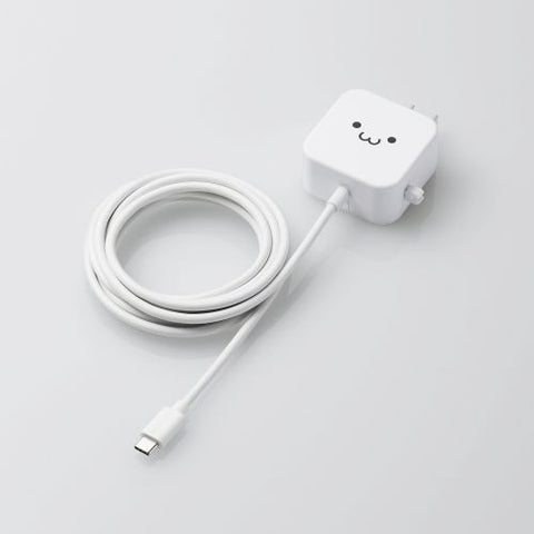 ELECOM AC Charger for Smartphones and Tablets 2.4A Output Type-C USB-C Integrated Cable White Face MPA-ACC21WF