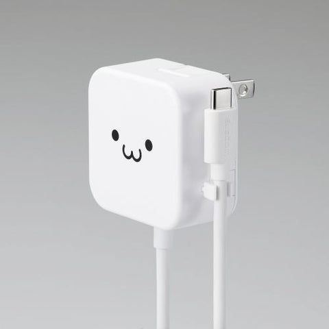 ELECOM AC Charger for Smartphones and Tablets 2.4A Output Type-C USB-C Integrated Cable White Face MPA-ACC21WF