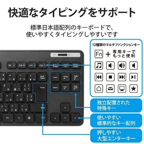 電子鍵盤抗菌（Windows 11兼容）黑色TK-FDM109TKBK [無線 / USB]