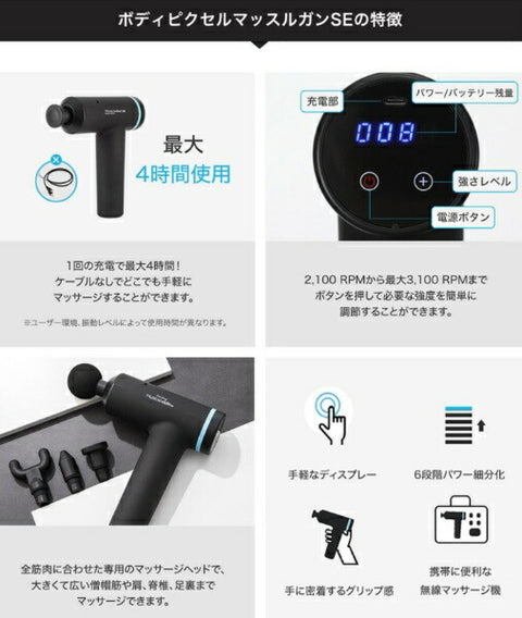 Body Pixel Body Pixel Muscle Gun SE Standard Set BP-J-501 [Massage Gun Silent]