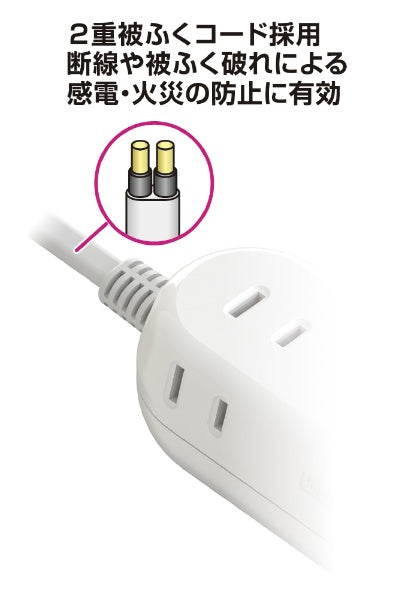 KASHIMURA Reversible USB 4 port cord 1.2m compact power strip AC-021 [3 ports / no switch / 3 ports]