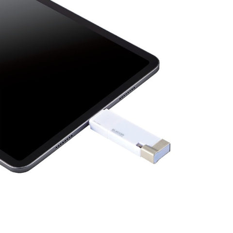 ELECOM USB Memory MFi Certified (Compatible with Android/iOS/Mac/Windows11) White MF-LGU3B064GWH [64GB /USB TypeA+USB TypeC+Lightning /USB3.2 /Cap type]