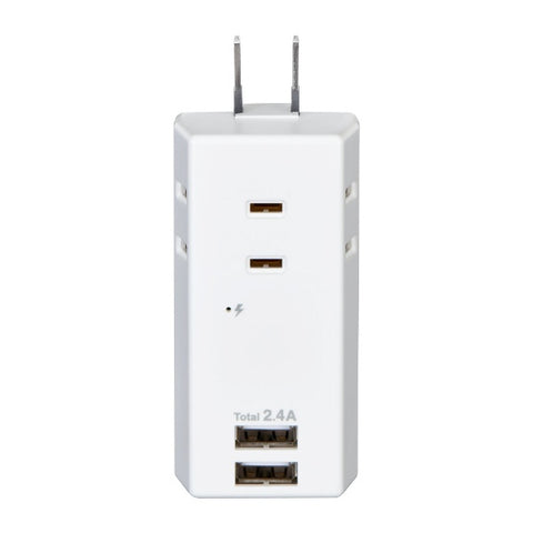 ELPA Lightning抗USB TAPS 3個插座2端口2.4A UA-322SB [直接插入/3個插座/no switch/2端口]