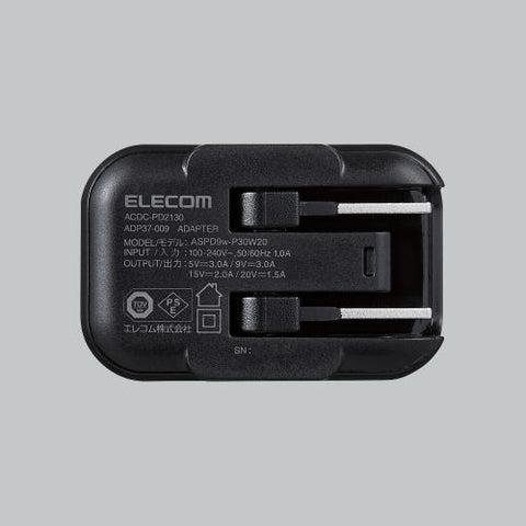 エレコム AC - USB充電器 ノートPC・タブレット対応 30W [1ポート：USB-C /USB Power Delivery対応] ブラック ACDC-PD2130BK
