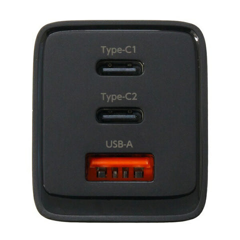 OSMA PowerDelivery（PD）対応USB-AC充電器 65W 3ポート（Type-C×2+USB-A×1） GaN使用 PPS出力対応 ブラック ACUC2M-65ADBK [3ポート /USB Power Delivery対応 /Smart IC対応 /GaN(窒化ガリウム) 採用]