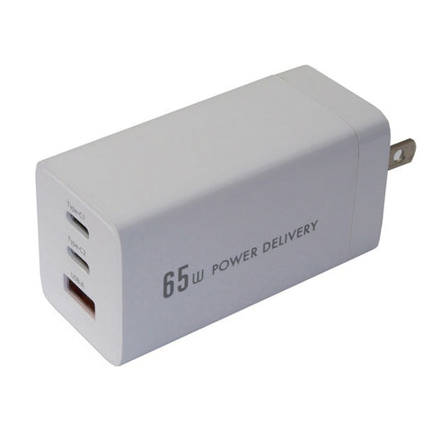 OSMA PowerDelivery（PD）兼容USB-AC充电器65W 3端口（type-C x 2 + USB-A X 1）GAN PPS输出兼容白色ACUC2M-65ADWH [3端口 / USB Power compatibal / smart compatibal / smart IC compatim / gan（使用的ninriide]使用
