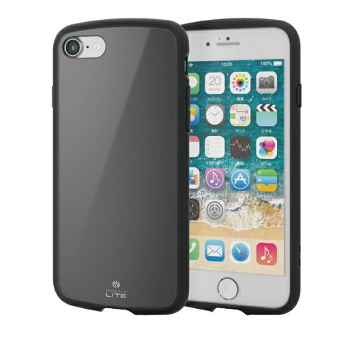 ELECOM iPhoneSE(제3・2세대)/8/7용 케이스 커버 하이브리드 TOUGH SLIM LITE 내충격 경량 슬림형 무선 충전 가능 스트랩 홀 첨부 블랙 PM-A22STSLBK