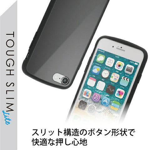 ELECOM iPhoneSE(제3・2세대)/8/7용 케이스 커버 하이브리드 TOUGH SLIM LITE 내충격 경량 슬림형 무선 충전 가능 스트랩 홀 첨부 블랙 PM-A22STSLBK