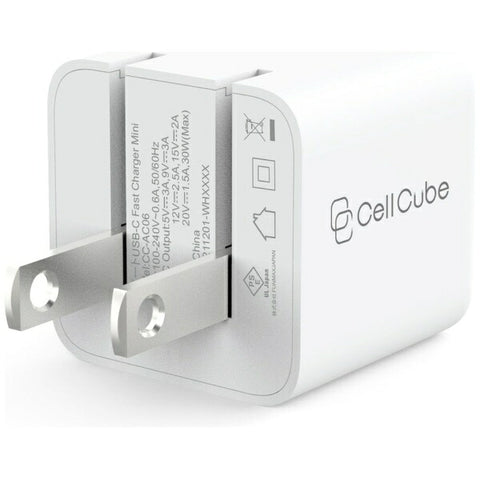 FUNMAX JAPAN Cell Cube 可折疊插頭交流充電器 30W/PD [極小] CC-AC06 Cell Cube (Cell Cube) 白色 CC-AC06 [1 連接埠/USB 供電相容]