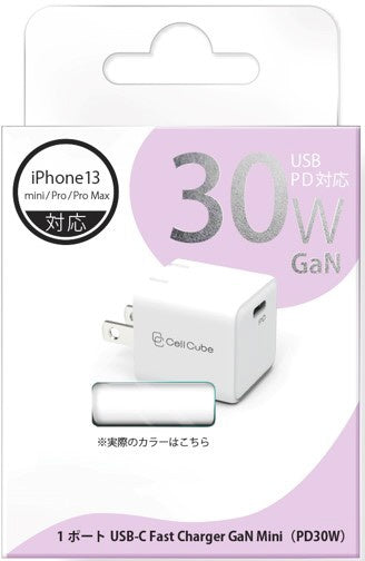 FUNMAXJAPAN Cell Cube　折り畳み式プラグAC充電器　30W/PD　【極小】CC-AC06 Cell Cube　（セルキューブ） ホワイト CC-AC06 [1ポート /USB Power Delivery対応]