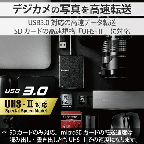 ELECOM Memory Reader Writer High Speed Software Compatible Type USB3.0 Compatible Black MR3-C402BK