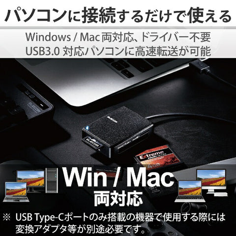 ELECOM Memory Reader Writer High Speed Software Compatible Type USB3.0 Compatible Black MR3-C402BK