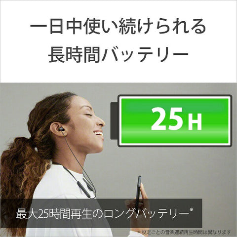 ソニー ブルートゥースイヤホン カナル型 ブラック WI-C100 BZ [ネックバンド /Bluetooth対応]