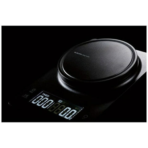 ELECOM Drip Scale [Equipped with coffee timer function / Simultaneous display of weighing and timer measurement / Operation and counting sound included / Maximum 2kg / Minimum 0.1g display / Backlight included] Black HCS-KS04BK