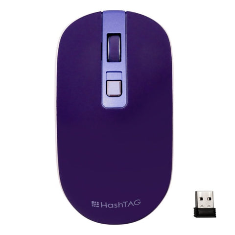 HashTAG Hashtag 鼠标（兼容 Chrome/Android/Mac/Windows11）紫罗兰色 HT-MOUWA1V [蓝色 LED/无线/3 个按钮/USB]