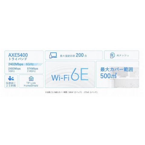ティーピーリンク Wi-Fiルーター 2402+2402+574Mbps Deco XE75（2パック） DECOXE752P [Wi-Fi 6E(ax)]