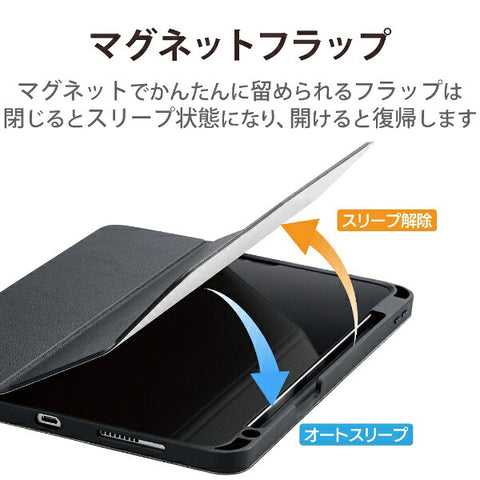 エレコム 11インチ iPad Pro（第4/3/2世代）用 フラップケース Pencil収納 スリープ対応 ブラック TB-A22PMSABK