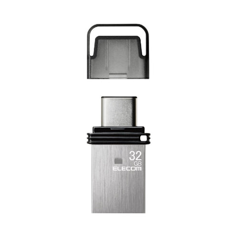 ELECOM USB Memory (Compatible with Android/iPadOS/Mac/Windows11) Silver MF-CAU32032GSV [32GB /USB TypeA+USB TypeC /USB3.2 /Cap type]