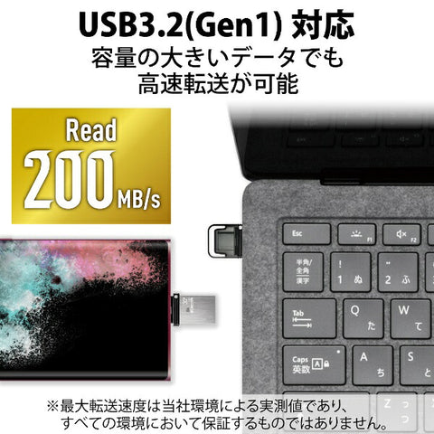 ELECOM USB 記憶體 (相容於 Android/iPadOS/Mac/Windows11) 銀色 MF-CAU32032GSV [32GB /USB TypeA+USB TypeC /USB3.2 /Cap type]