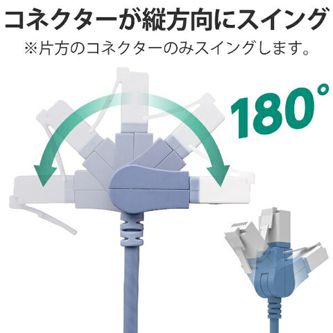ELECOM LAN 電纜垂直擺動型藍色 LD-GPATSV/BU100 [10m/6A 類/細長]