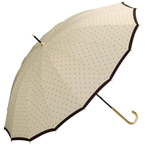 WPC. Umbrella long umbrella 16 rib pin dots Wpc. Beige 3303-03-001 [Sun or rain umbrella/55cm]