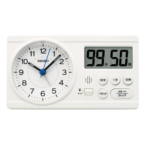 세이코 알람 시계 [스터디 타임] 화이트 KR521W [아날로그 디지털]